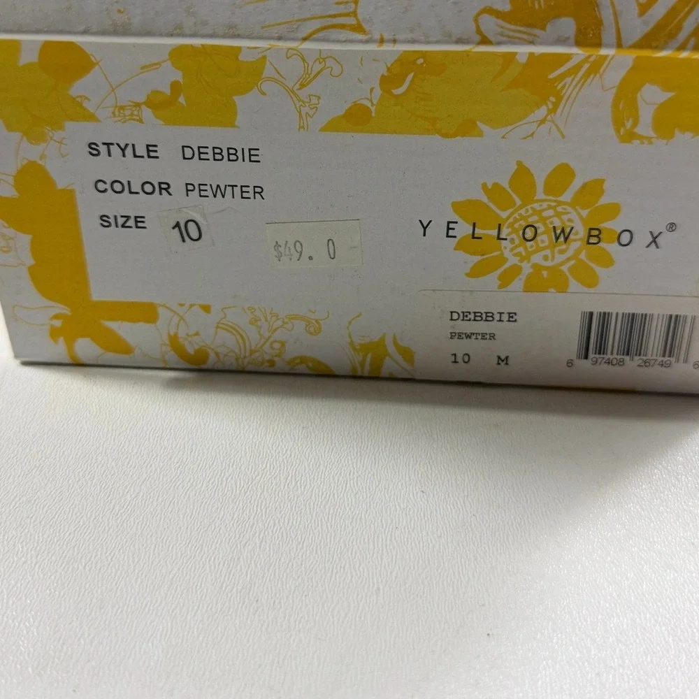 Yellow Box Debbie Wedge Sandals Womens 10 Pewter Woven Rhinestone Buckle